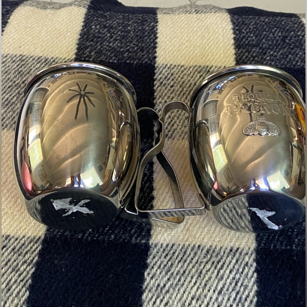 TEQUILA PATRON 2PC. Set Stainless Drink Mule Mugs